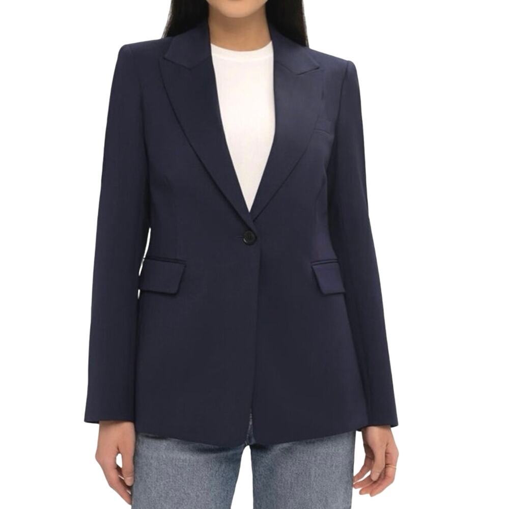 ARGENT Single Button Blazer In Seasonless Wool Navy Blue - Women’s Sz 6